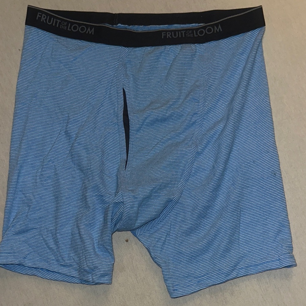 Mens Size 3X Fruit of the Loom Striped Blue Boxer Briefs